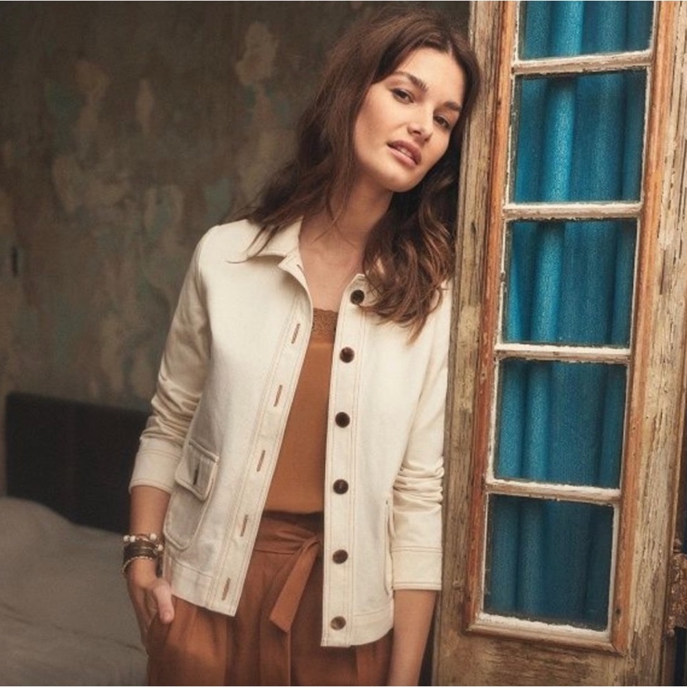 Sezane Cream Jean Jacket